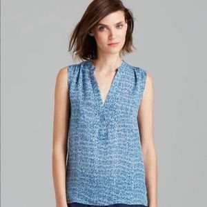 Vince watercolor half button down silk blouse